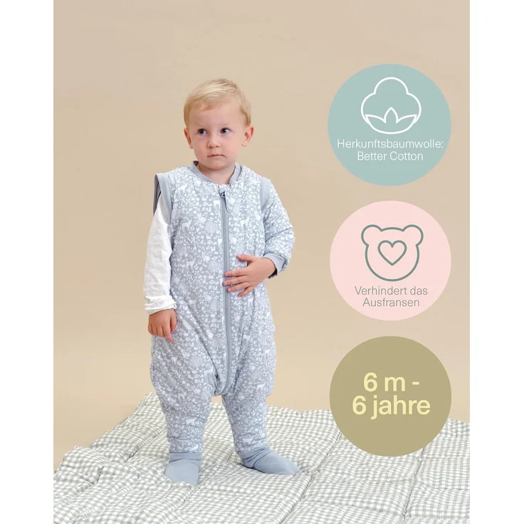 molis&co - Baby schlafsack mit Füßen, abnehmbare Ärmel und Socken - Ideal für den Winter - Babyschlafsack mit Füßen 2.5 tog - 100% Baumwolle (Oeko-TEX 100), Premium Qualität - Woodland (80 cm) – Bild 5