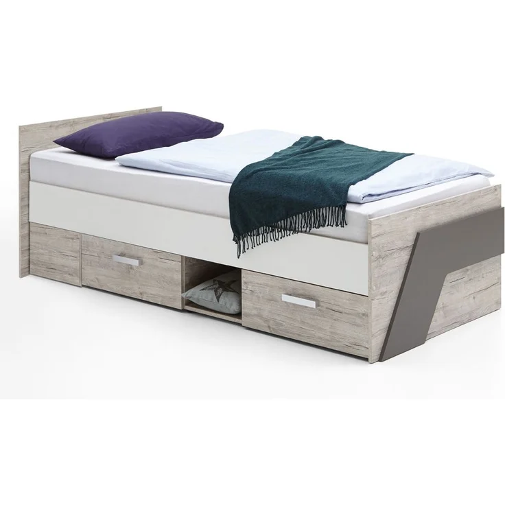Kinderzimmer Set Komplett Sandeiche Nb. mit weiß, Lava 3-teilig LEEDS-10 und Denim Blau – Bild 5