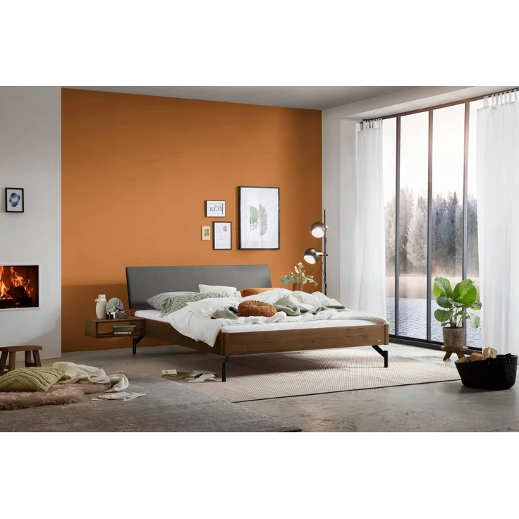 Hasena Massivholzbett Broni Nussbaum mit gepolstertem Kopfteil 180x210 cm – Lounge – Bild 2