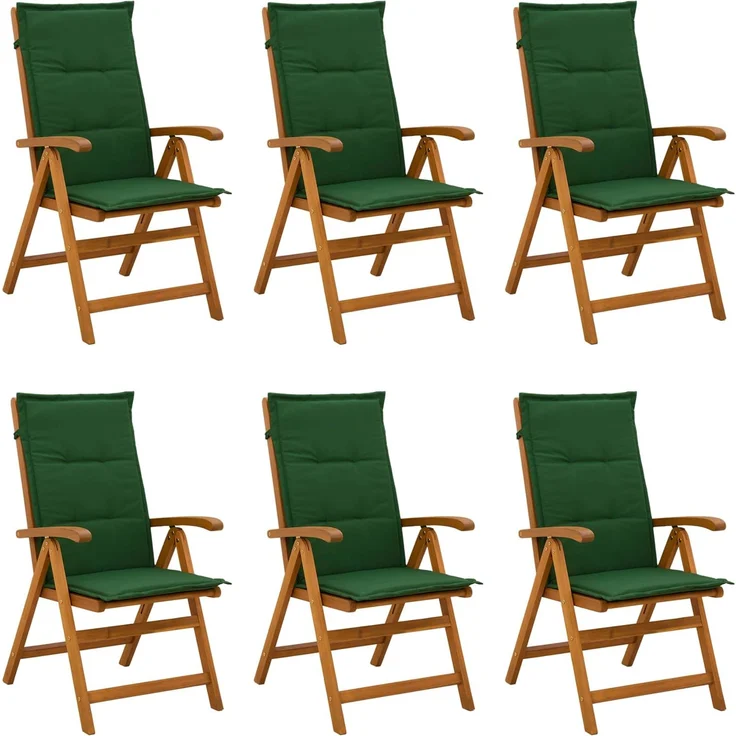 vidaXL Liegestühle für den Garten 6 stk. Natur Massivholz Akazie 3434475 – Bild 1
