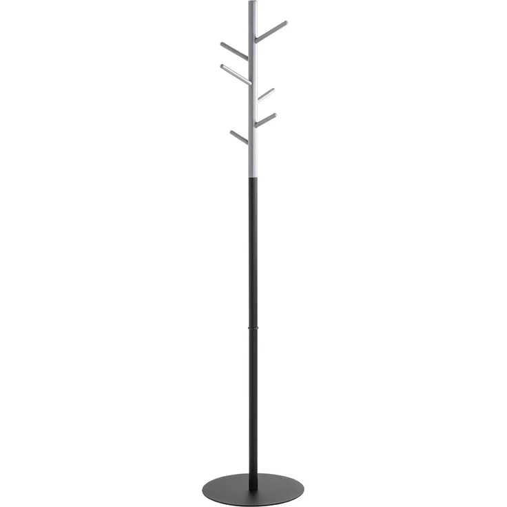 HAKU Möbel Garderobenständer grau, schwarz, Massivholz, Metall, Stahlrohr - Maße: H 170 cm x Ø 36 cm, Style: Modern