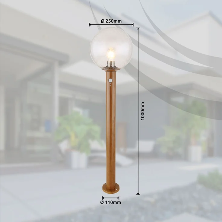 Außenleuchte, Stehlampe, Holzoptik, Bewegungsmelder, H 100cm – Bild 8