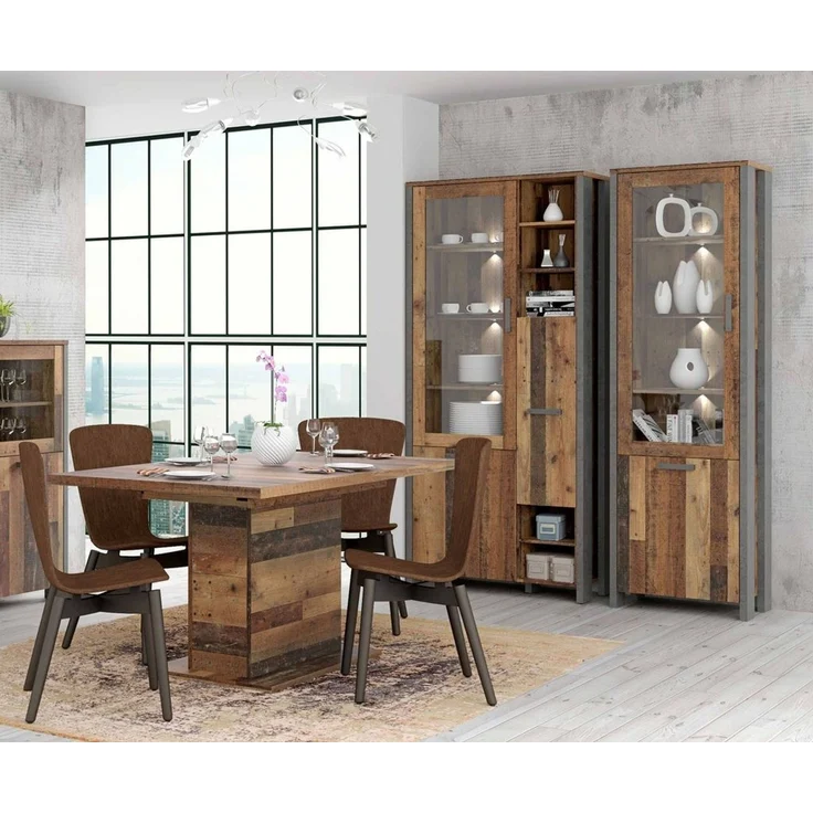FORTE Clif Highboardvitrine, Holzwerkstoff, Grau/Braun, 91,6 x 205,4 x 41,4 cm – Bild 5