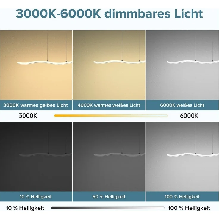 doporro LED Pendelleuchte dimmbar Hängeleuchte Esstisch mit Fernbedienung Höhenverstellbar – Bild 2