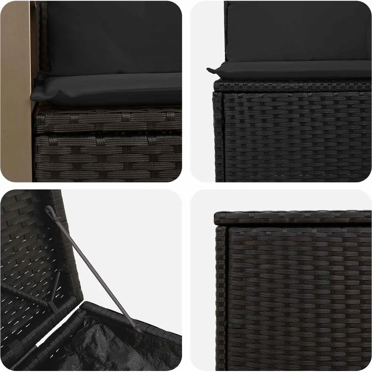 vidaXL Sofa Set 5 stk. Schwarz 176 x 176 x 85 cm Polyrattan und Stahl 3447956 – Bild 6