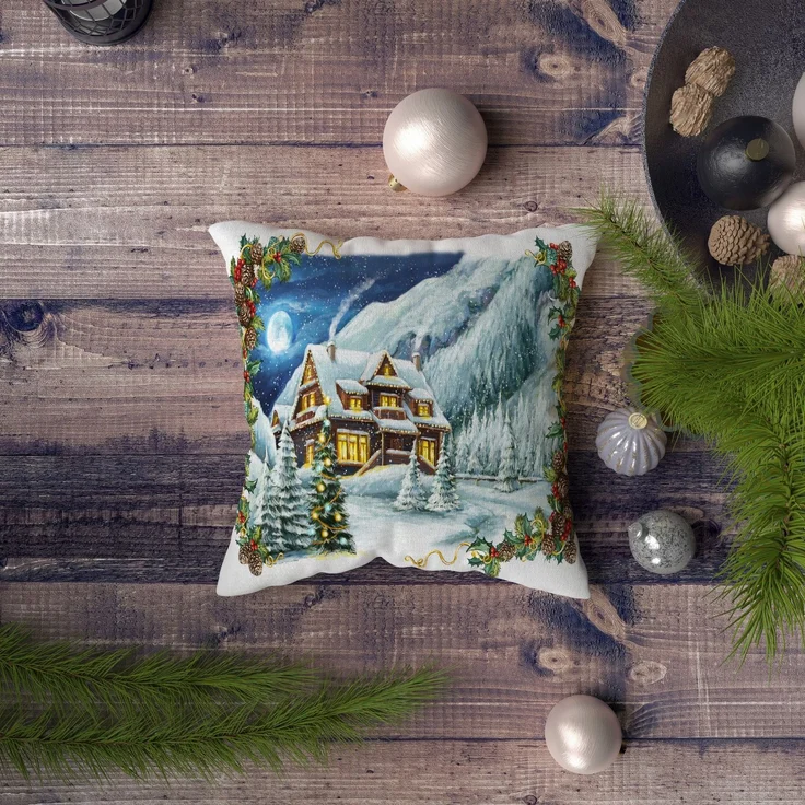 Evila Originals 'NYXMAS079' Kissenbezug, Mehrfarbig, 43 x 43 cm