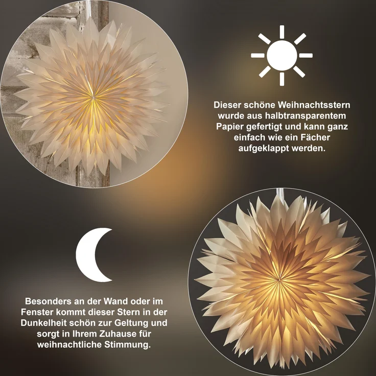 Papierstern -Dis', beige, Weihnachtsdeko, 3-lagig, Ø 50cm – Bild 4