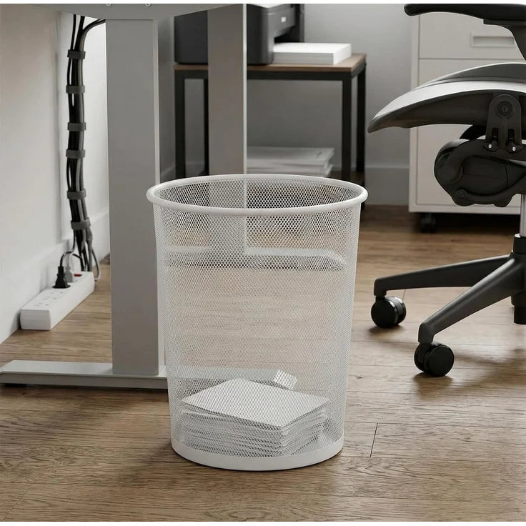 Sinoba Papierkorb Mülleimer Papierkorb Mesh aus Metall Höhe 34 cm 18 L rund, Drahtmetall – Bild 3