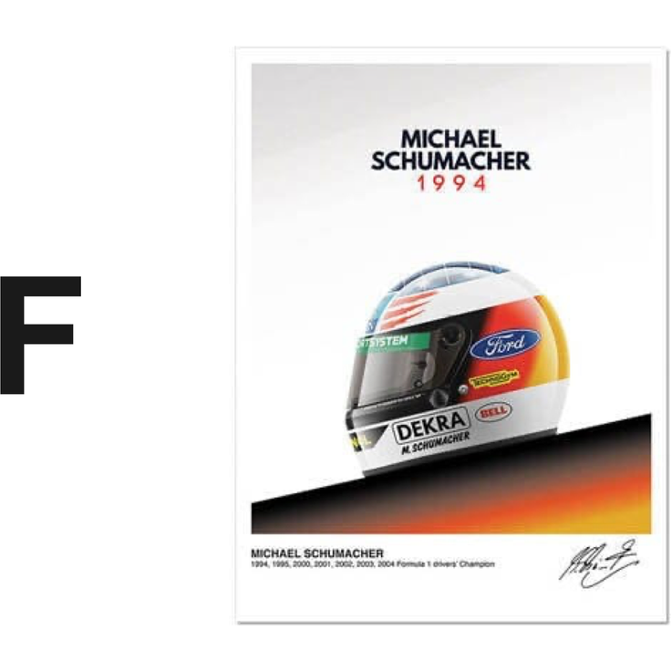 Poster Formel 1 Helme Rennfahrer Gewinner · Deko Print ohne Rahmen - F / 50x70 cm