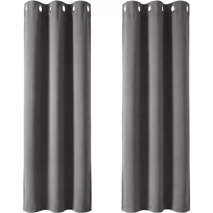 Deconovo Thermogardinen Verdunkelungsvorhänge mit Ösen Thermovorhang Kälteschutz Thermogardine Hitzeschutz Dicke Thermovorhang, 183x107 cm(HöhexBreite), Hellgrau, 2er Set – Bild 2