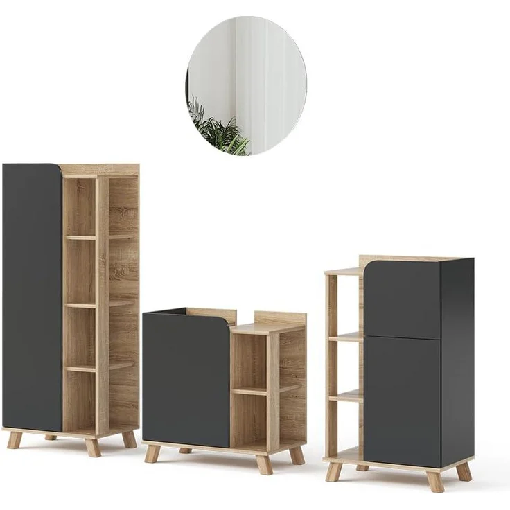 Badmöbel-Set Karen Sonoma/Anthrazit 4 Teile Vicco – Bild 1