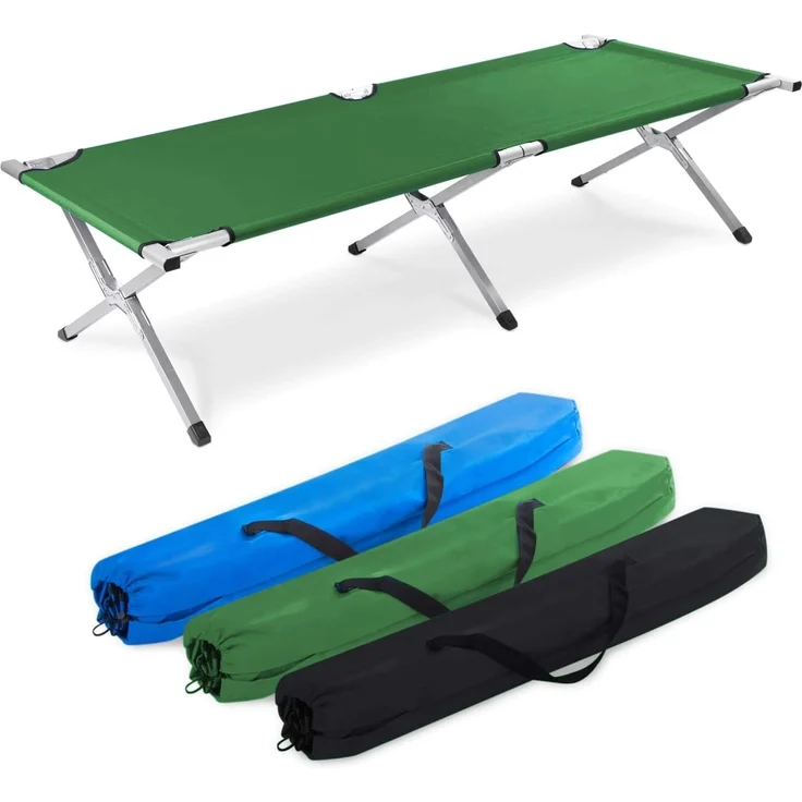 Goods+Gadgets Feldbett Faltbares Army-Bett (Campingbett, Klappbett) Gästebett aus Aluminium – Bild 1