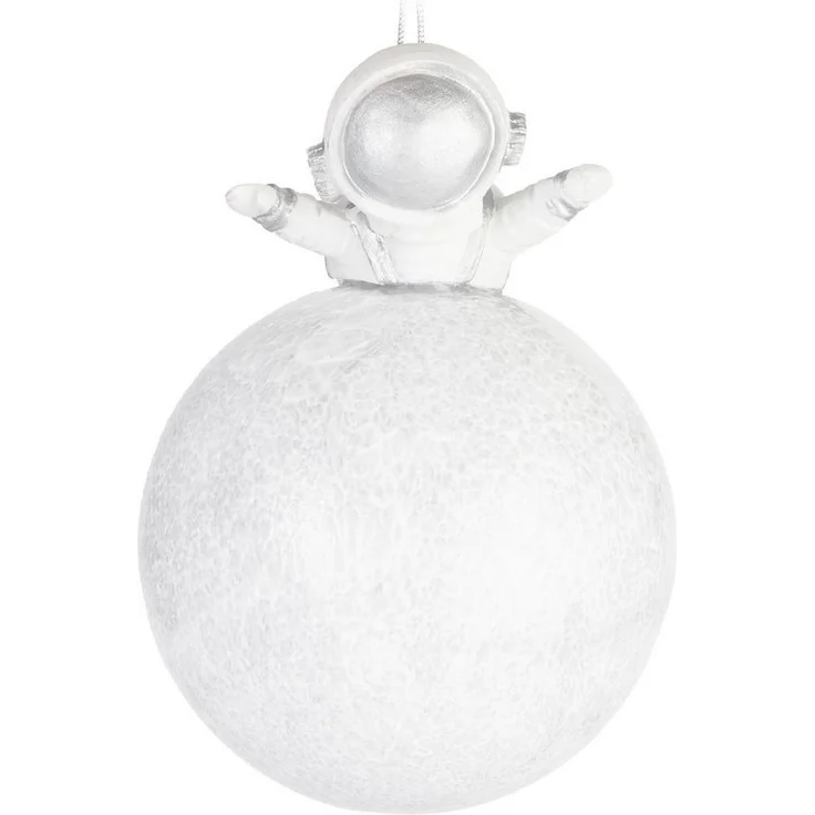 BRUBAKER Weihnachtsbaumkugel Weihnachtskugel Set Weltall Weltraum - Astronaut Mond und Rakete (2 St), Space Christbaumschmuck aus Glas - Baumschmuck – Bild 3