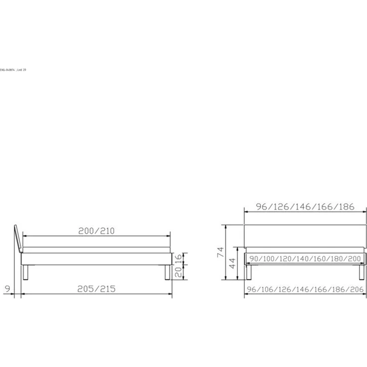 Hasena Massivholzbett Lodi Eiche bright mit Metall-Füßen 200x200 cm, Fußhöhe 20 cm – Trento – Bild 5