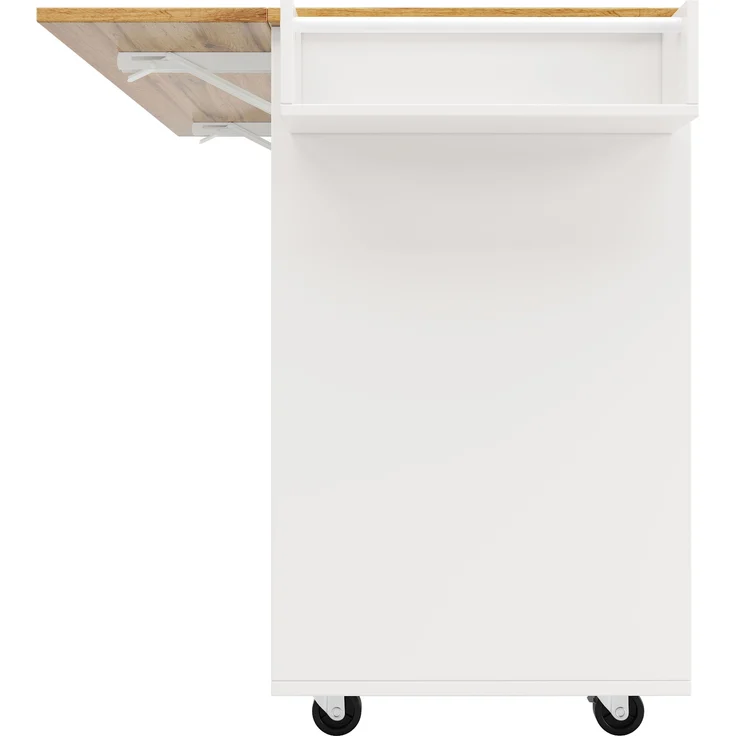 Küchenwagen 137,5x40x95,6 cm (ausgeklappt 137,5x65x95,6 cm), klappbar mit Stauraum, weiß, MDF – Bild 6