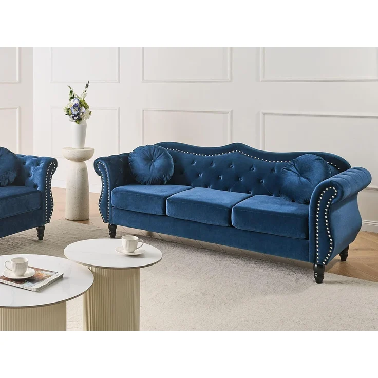 Sofa 3-Sitzer SKIEN Samtstoff Marineblau – Bild 2