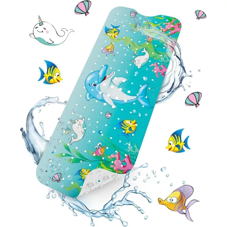Badewannenmatte rutschfest Kinder 101x40cm maschinenwaschbar Delfin