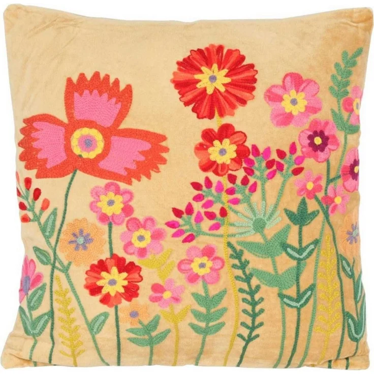 Dekokissen Livia mit Blumenschau Beige – Bild 1