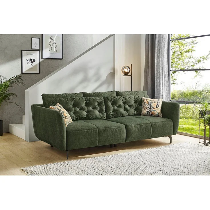 Jockenhöfer Gruppe Big-Sofa Spa, im Retrolook mit Wellenfederung, und frei im Raum stellbar, inkl. 7 Kissen – Bild 1