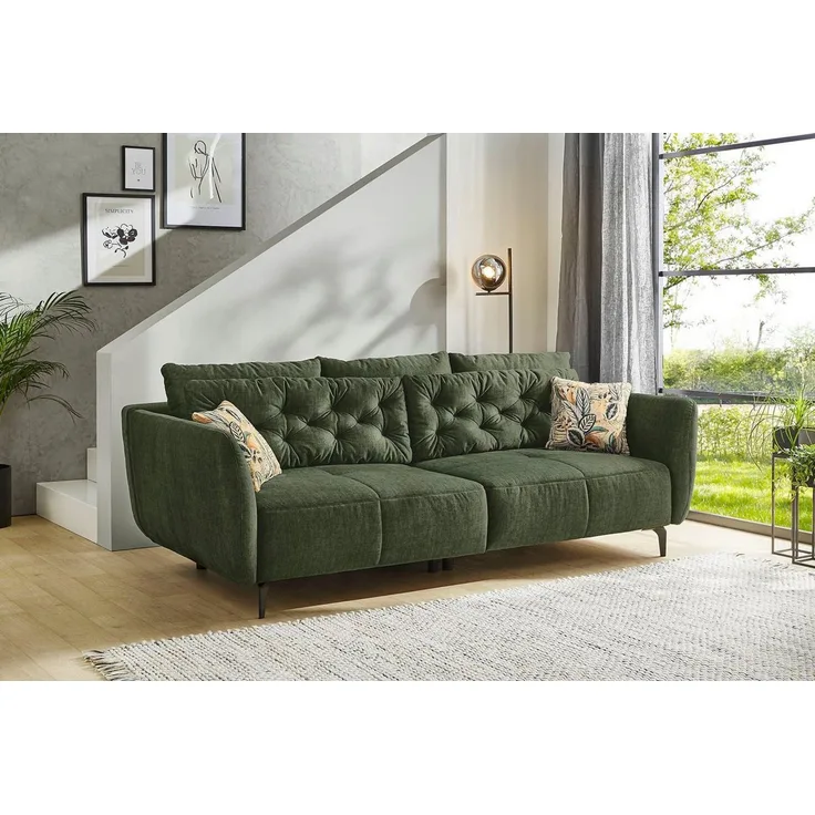 Jockenhöfer Gruppe Big-Sofa Spa, im Retrolook mit Wellenfederung, und frei im Raum stellbar, inkl. 7 Kissen