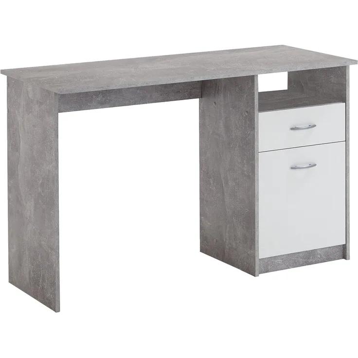 'Jackson' Schreibtisch , Beton/ weiß, 76,5 x 123 x 50 cm