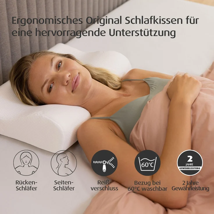 TEMPUR® Original ergonomisches Memory Foam Nackenstützkissen in M(50 x 31 x 10/7 cm) – Bild 3