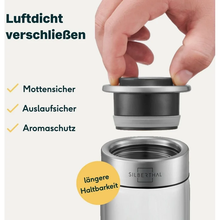 SILBERTHAL Gewürzbehälter Gewürzglas 100 ml mit Klickdeckel, Glas, Edelstahl, (Einzeln, 1-tlg), Luftdicht & Mottensicher – Bild 2