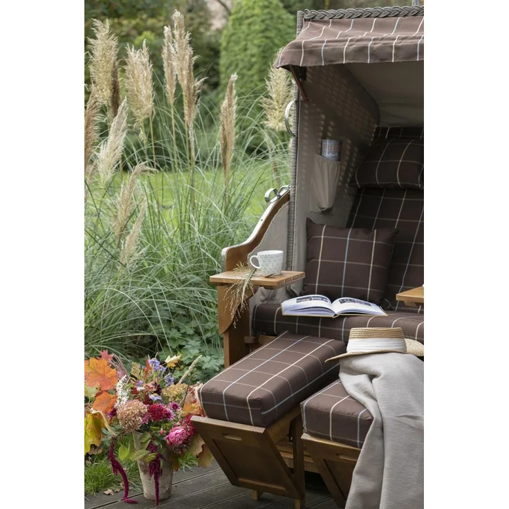 Strandkorb Komplettset - bene living - Schleswig Pinie - PE mokka - Modell 556 – Bild 6