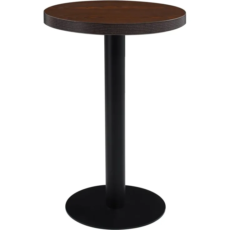 Bistrotisch FLORI rund Dunkelbraun/Schwarz 50 cm MDF | Esstisch kleiner Tisch Cafe Gartentisch Balkontisch Outdoortisch