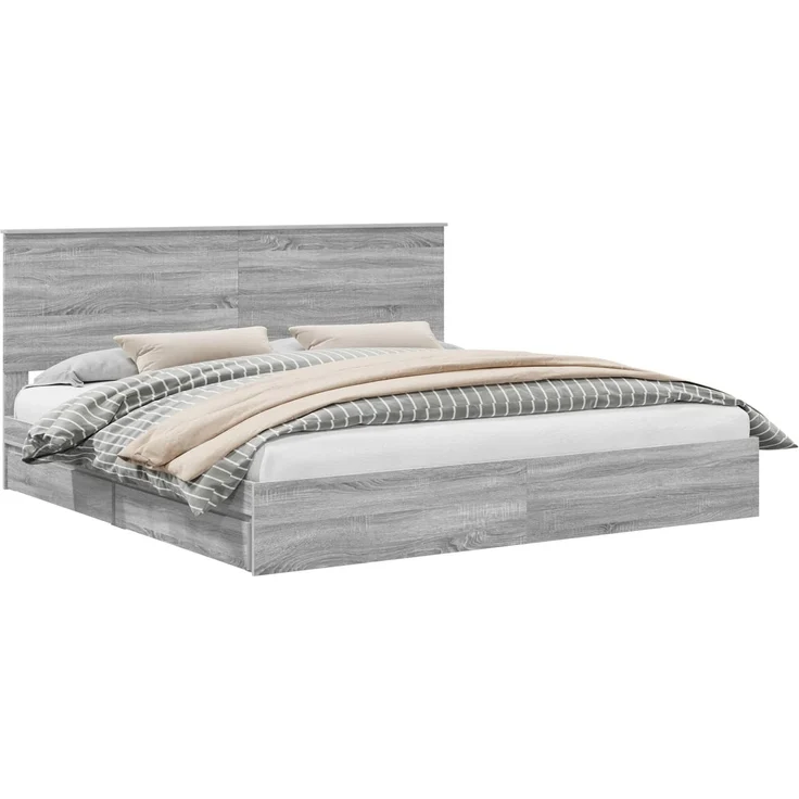 vidaXL Aufbewahrungsbett Graues Sonoma 200 x 200 cm Holzwerkstoff 3411178 – Bild 1