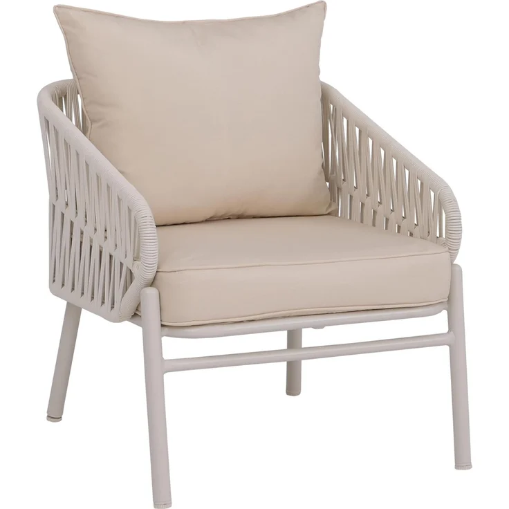 Aluminium-Gartenstuhl HWC-P90, Loungestuhl Sessel Outdoor, Seilgeflecht Rope Stoff/Textil (180g/m²) ~ creme – Bild 9