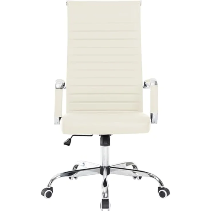 BAKAJI Bürostuhl ergonomischer Schreibtischstuhl mit Armlehnen, Chefsessel Computerstuhl hoher Rückenlehne, Arbeitsstuhl mit Wippfunktion bis 136 kg Belastbar beige – Bild 3