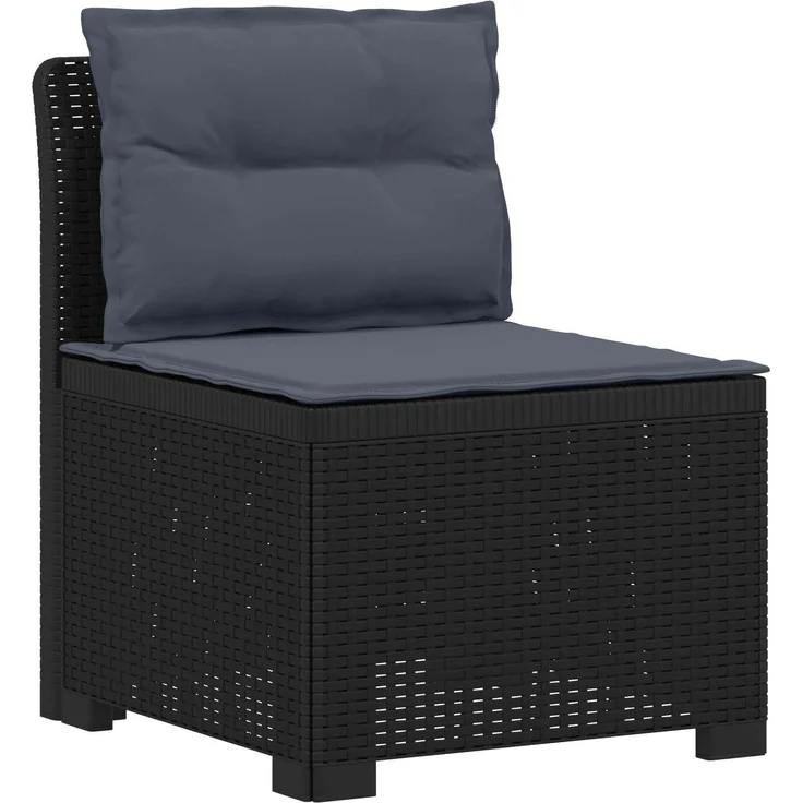 vidaXL 5-Sitzer Gartensofa mit Kissen Rattan-Look PP Anthrazit 3443909 – Bild 4