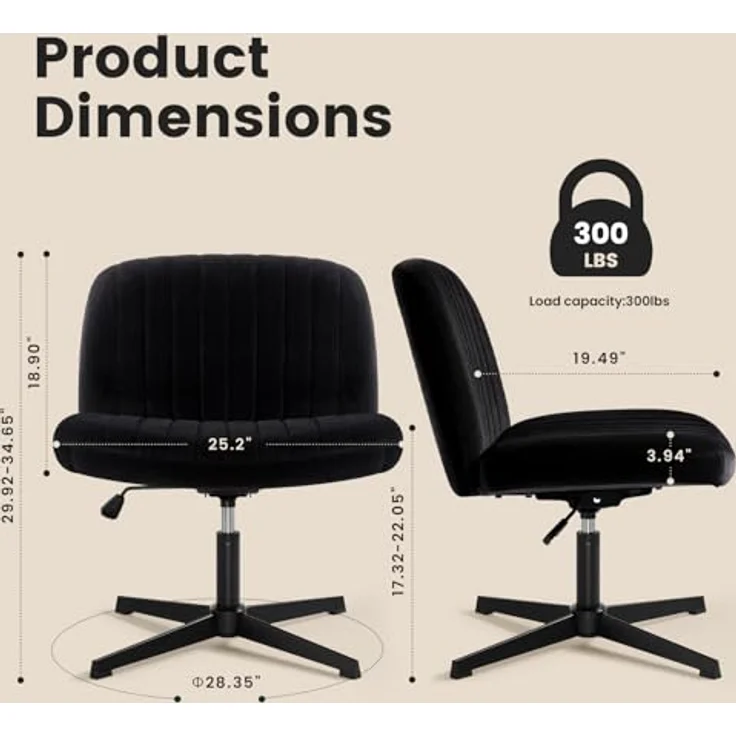 Intimate WM Heart Bürostuhl Ohne Armlehnen, Ergonomischer Schreibtischstuhl (Lesesessel mit 10cm dickem Sitzkissen), Drehstuhl Ohne Rollen, Höhenverstellbar Stuhl mit Wippfunktion – Bild 8