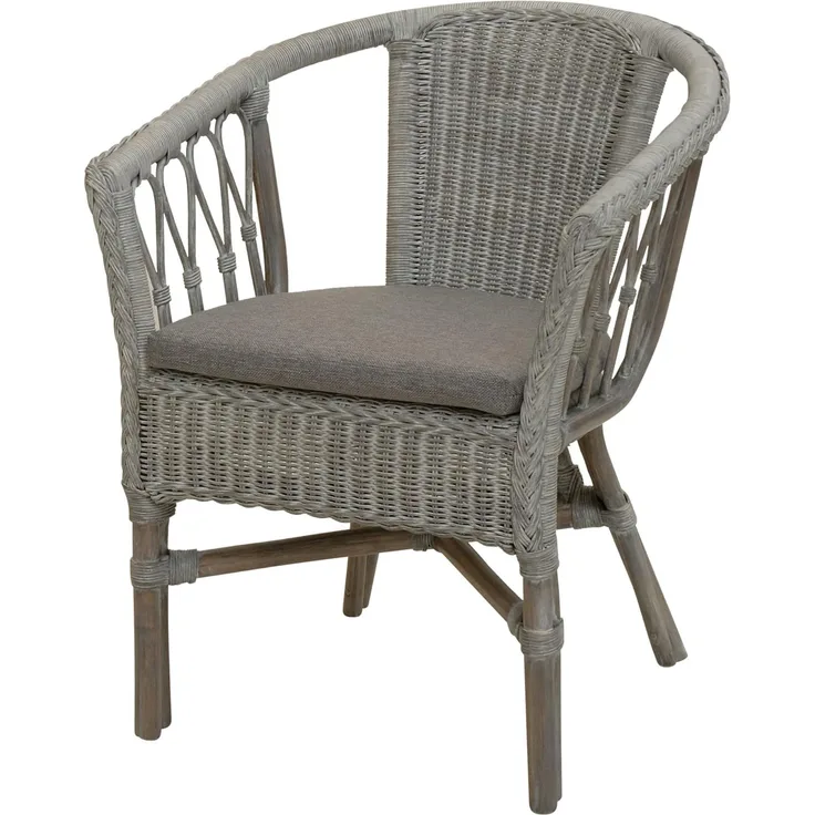 Krines Home Sessel Stapelbarer Rattansessel Bistro Sessel mit Armlehnen Flechtsessel (Sessel nach Auswahl ohne oder mit Polster), in Handarbeit geflochten, Rattanstuhl, Rattan Stuhl