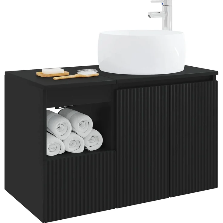 vidaXL Badezimmerschrank-Set 2 stk. Schwarz 79,5 x 44,5 x 80 cm 3404095 – Bild 3