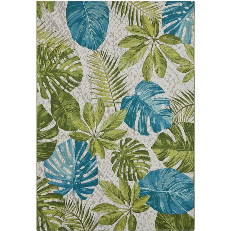 Hanse Home Tropical Leaves In- & Outdoor Teppich – Flachgewebe Aussenteppich, Jungel Palmen Blätter Design, ÖKO-TEX Wetterfest & UV-beständig für Balkon, Terrasse, Garten – Türkis Grün, 80x165 cm – Bild 5