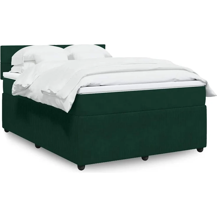 vidaXL Boxspringbett mit Matratze Dunkelgrün 140x200 cm Samt 3287761 – Bild 1