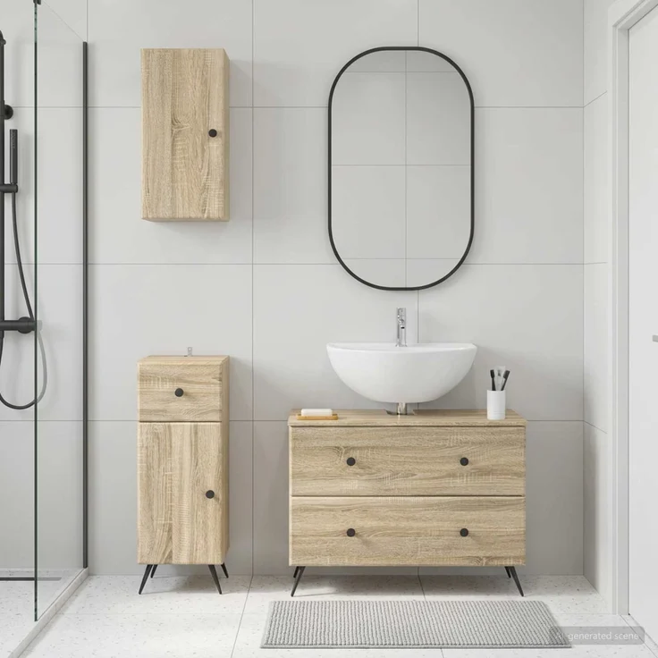 vidaXL 3-teiliges Badezimmer-Schranksystem BREDA Sonoma-Eiche 3417803 – Bild 1