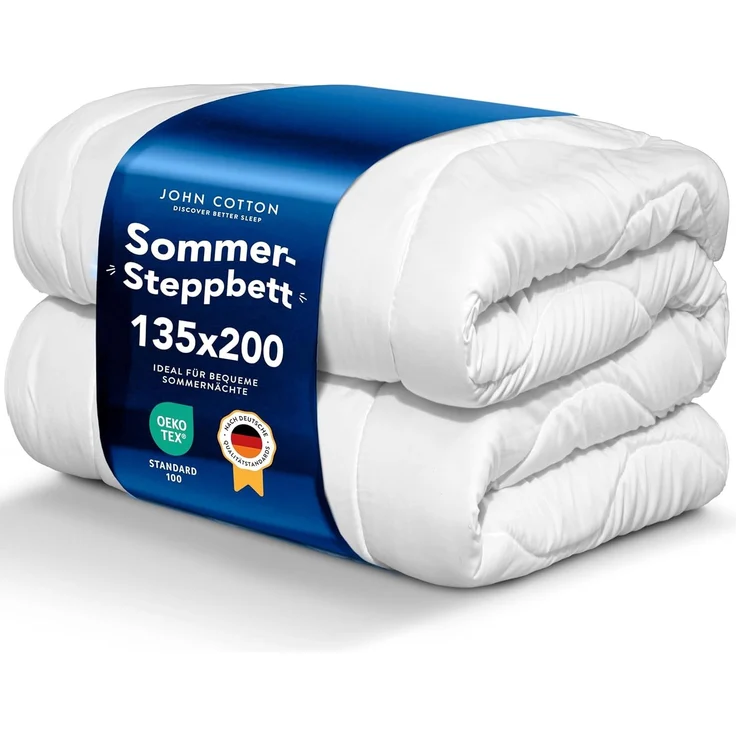 John Cotton New Way Bettdecke 135x200 - Leichte Steppdecke für Sommer | Weiche & Atmungsaktive Allergiker Sommerdecke | Oeko-Test Zertifiziert Decke | Sommerbettdecken | Dünne Decke 135x200 cm – Bild 1