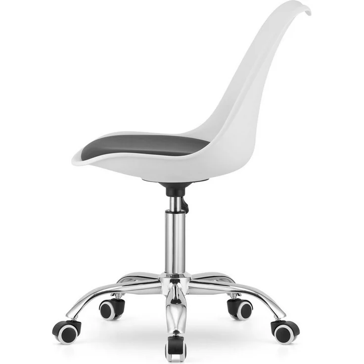 Home Collective Drehstuhl Bürostuhl für Kinderzimmer und Büro, Sitzhöhe verstellbar 47-58 cm (Bürostuhl mit Rollen, Schreibtischstuhl höhenverstellbar, Chromgestell, stabil), Ergonomischer Drehstuhl, Chromfuß, Öko-Lederkissen schwarz weiß – Bild 4
