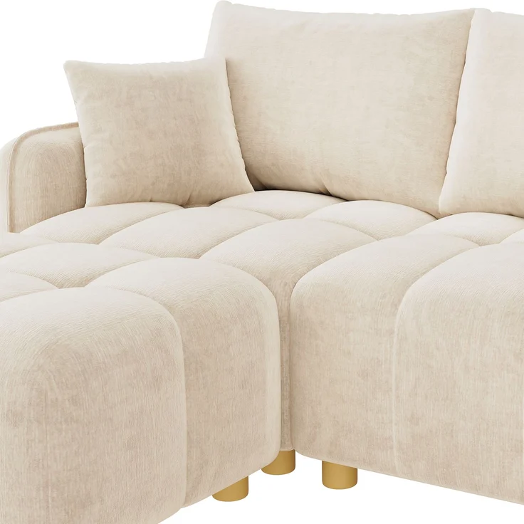 ZUBALIYA L-/U-förmiges wandelbares Ecksofa, 5-Sitzer modulare Sofakombination mit 2 Hockern und Kissen, Chenille-Stoff, Cloud-Sofa, breite Armlehnen, geeignet für Wohnzimmer, Schlafzimmer, Wohnung – Bild 17