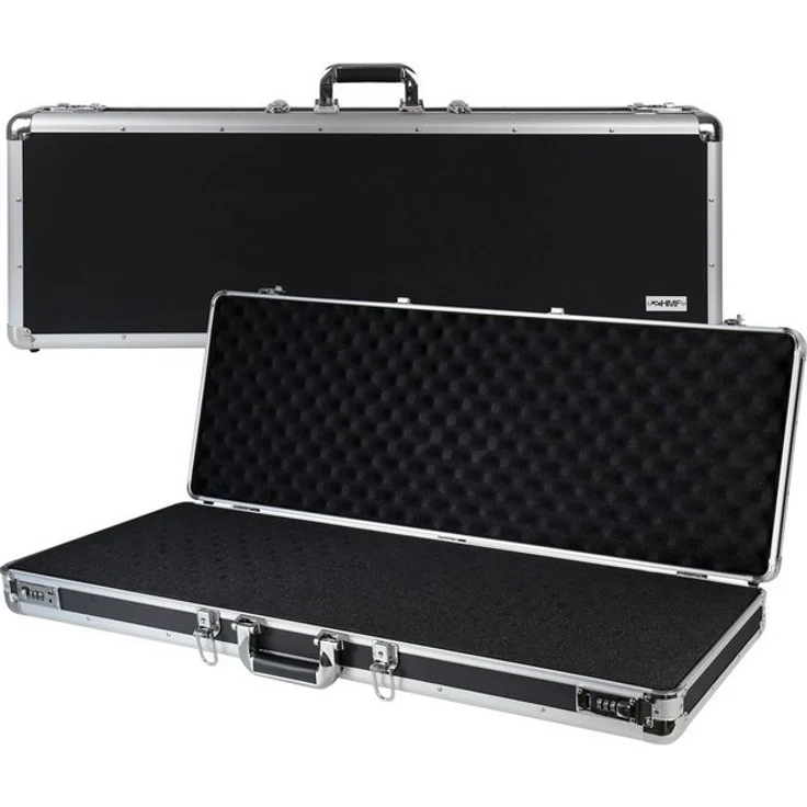 HMF Aufbewahrungsbox Gewehrkoffer, Alu Waffenkoffer mit Rasterschaumstoff, 96 x 36 x 12 cm, schwarz – Bild 4