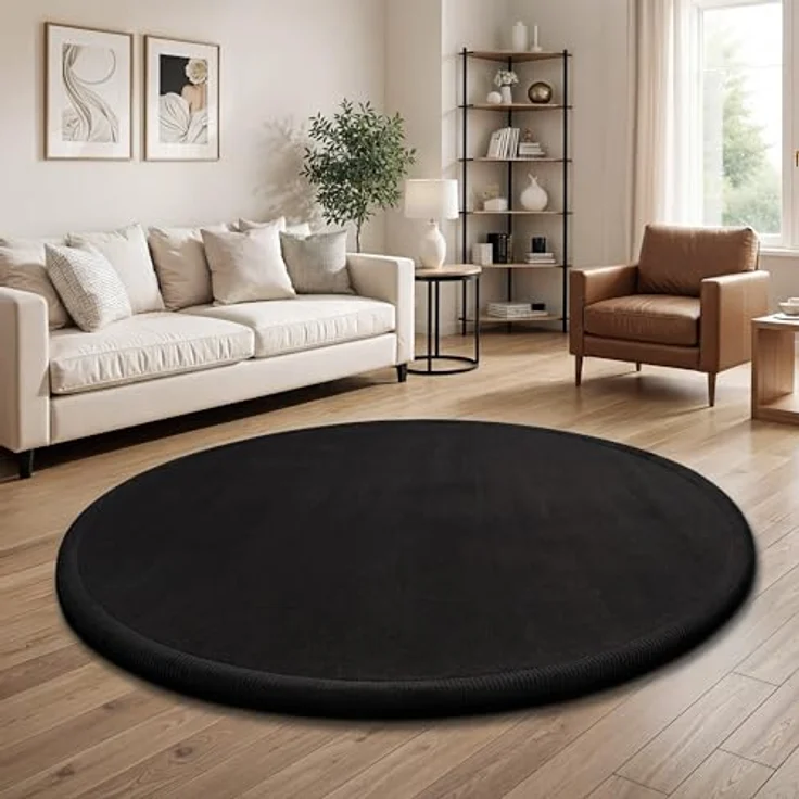Paco Home Teppich Kinderzimmer Kinderteppich Baby Spielteppich Krabbeldecke Krabbelmatte Weich rutschfest Jungen Mädchen Deko, Grösse:120 cm Rund, Farbe:Schwarz – Bild 3