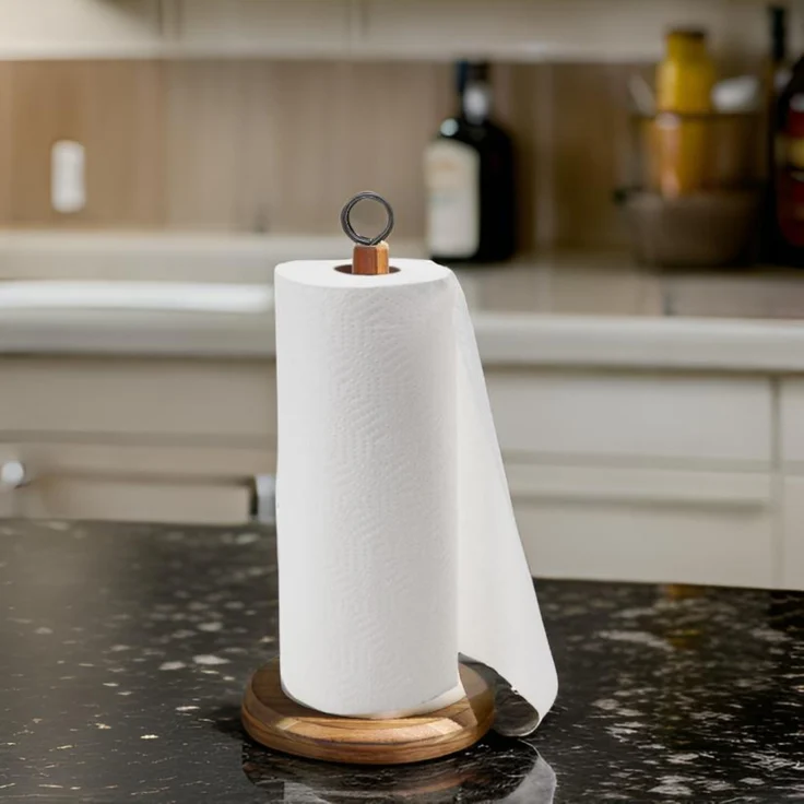 Rutschfester Bambus Küchenrollenhalter – Stilvoll & Praktisch ø15 cm – Bild 4