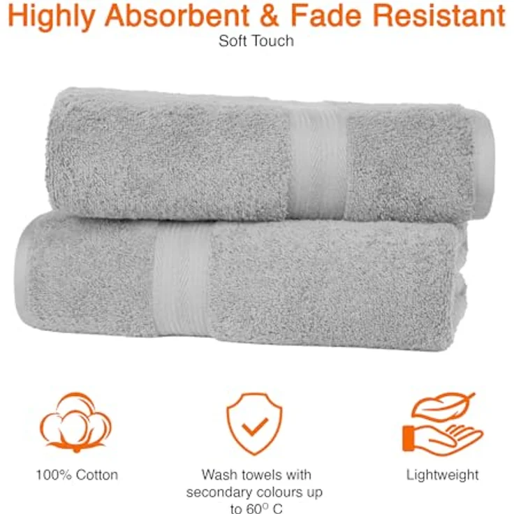 Amazon Basics Badetuch Set, 100 % Baumwolle, 70 x 140 cm, 2 Stück, maschinenwaschbar, saugfähig, ausbleichsicher – Bild 4
