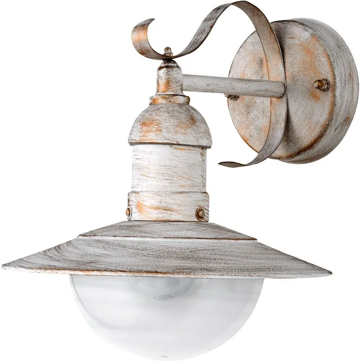 Wandleuchte, IP44, Landhausstil, weiß, gold, H 25,6cm
