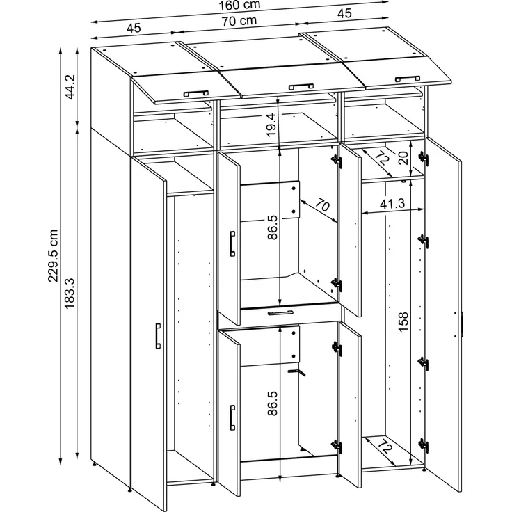 Roomart Waschmaschinenschrank - DORA-I- 160 cm breit - Wasch- & Trocknerschrank mit 2 Hochschränken, Türen & Ausziehbrett, Waschmaschinen-Überbau für Waschküche & Hauswirtschaftsraum • Eiche – Bild 7