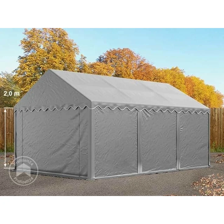 TOOLPORT Lagerzelt 4x6 m Zelthalle Unterstand Weidezelt PVC Plane 700 N wasserdicht in grau – Bild 1