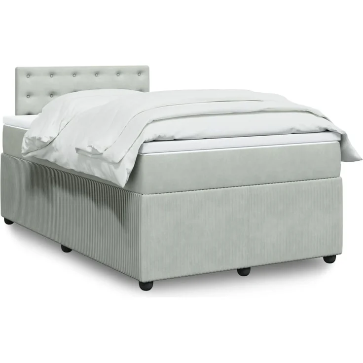 vidaXL Boxspringbett mit Matratze Hellgrau 120x200 cm Samt 3290022 – Bild 1